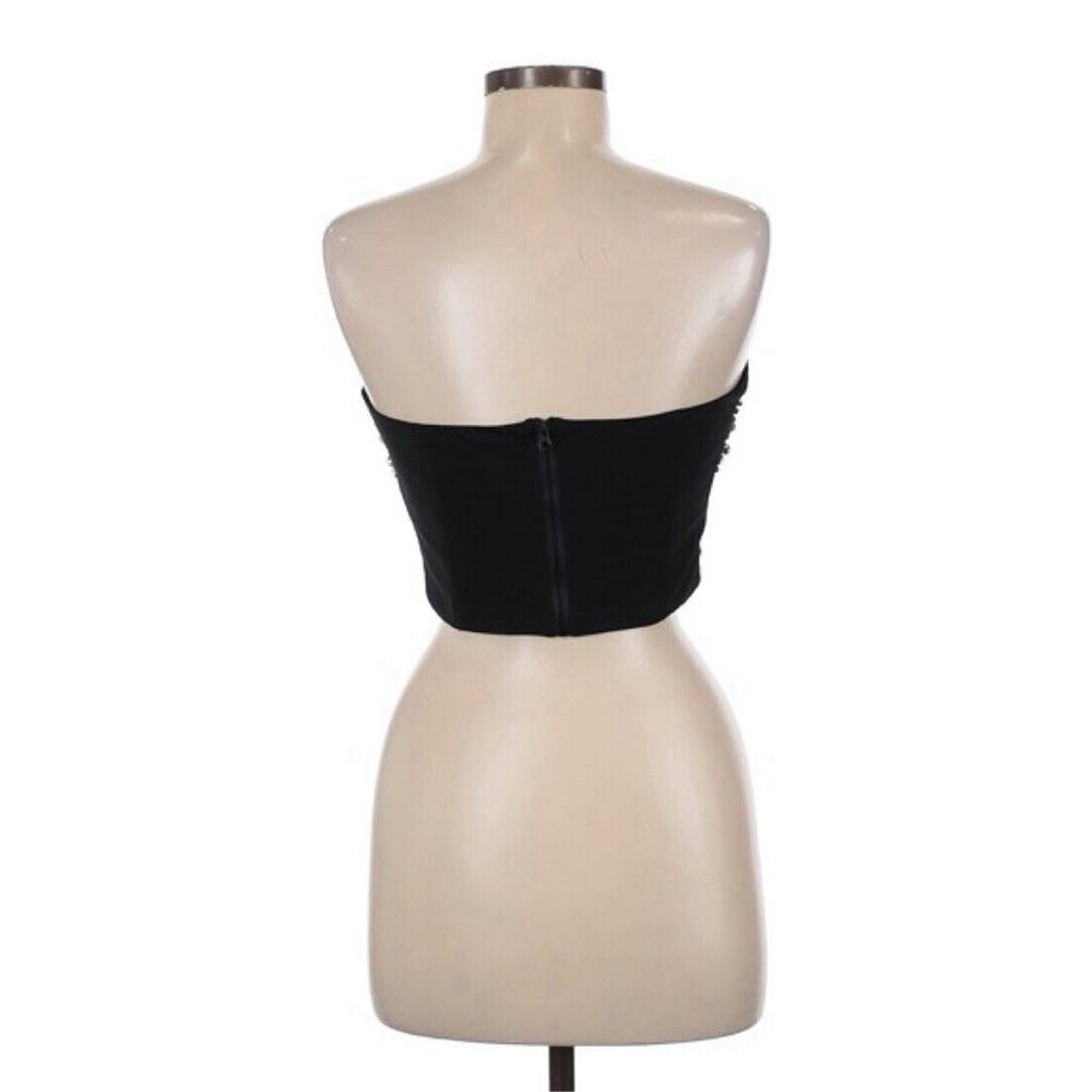 Fashion Nova Black Embellished Strapless Crop Top & Flare Pants Set SIZE MEDIUM - Picture 3 of 5